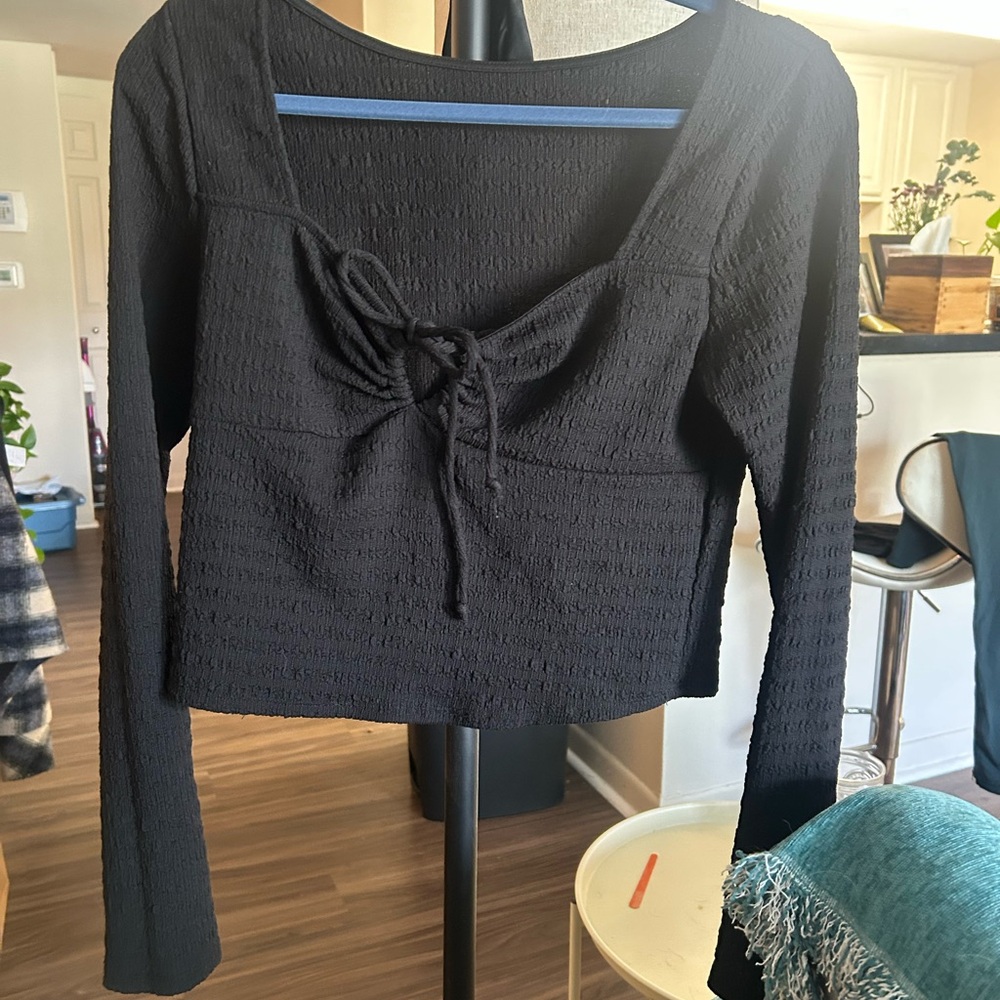 Black Textured Women's Top